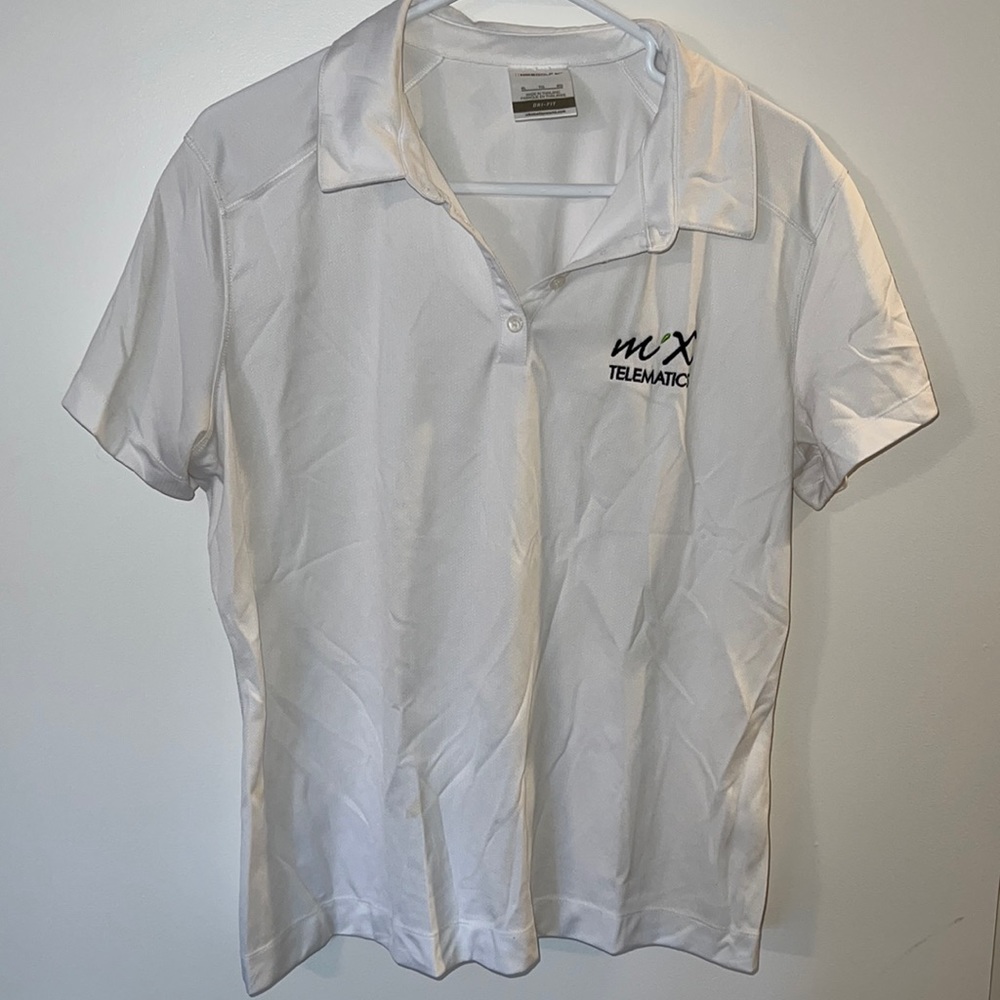 Nike Golf Dri-Fit White Branded Logo Short Sleeve Polo Top